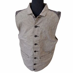 Men's Beige Button-Up Vest